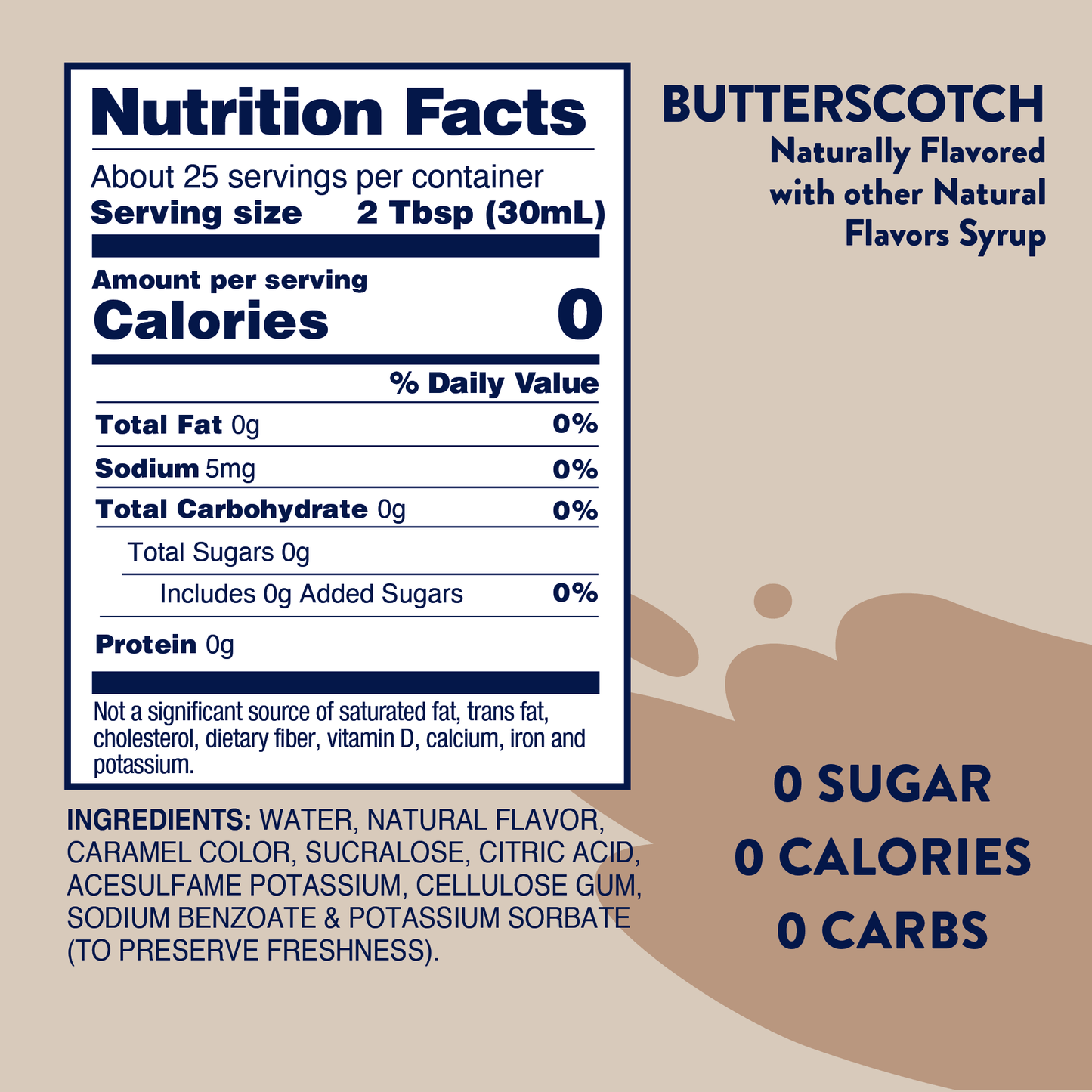 Jordan's Skinny Mixes - Sugar Free Butterscotch Syrup - 750ml