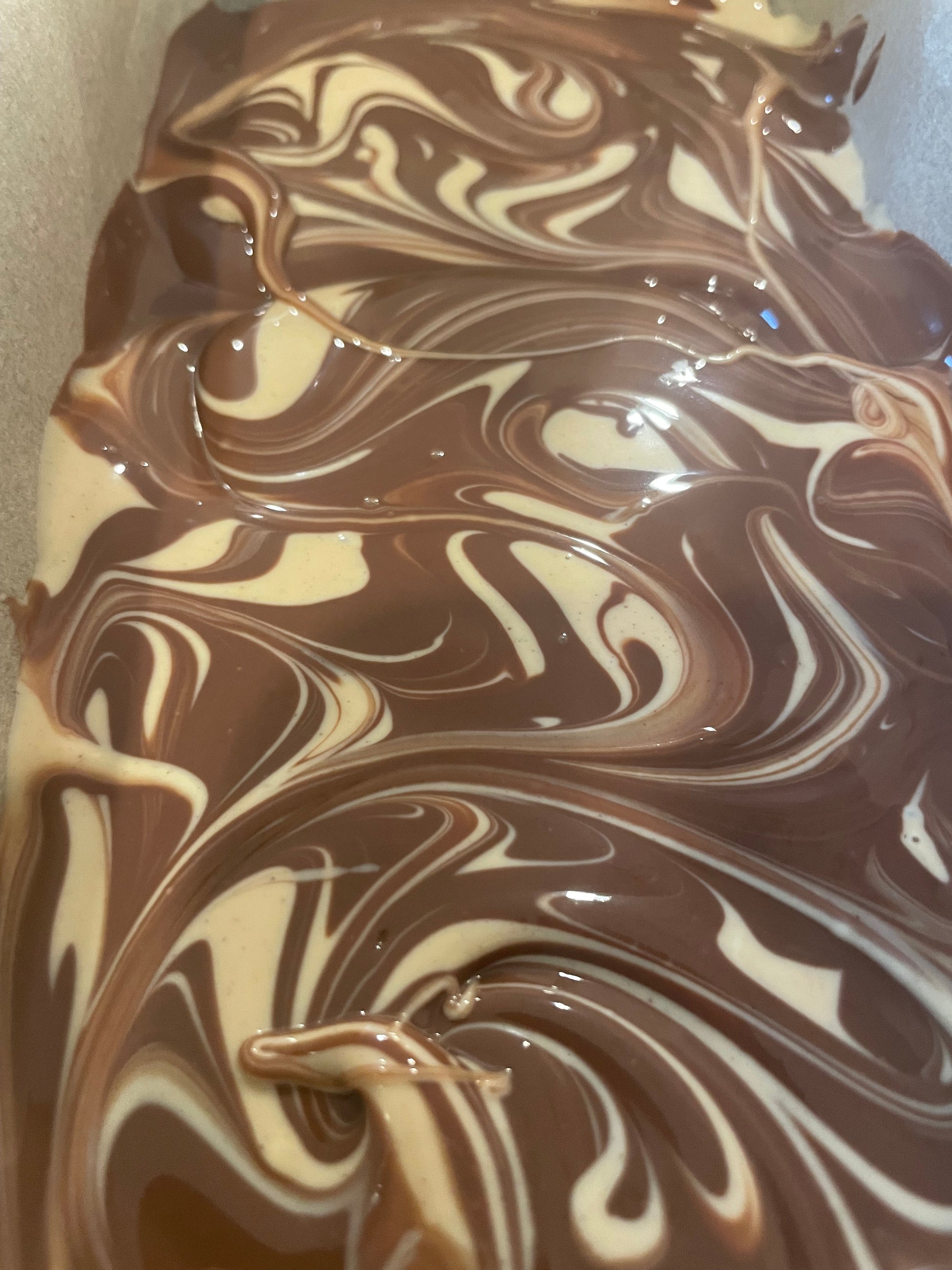 Marbled chocolate and cream dessert called tiger butter.
