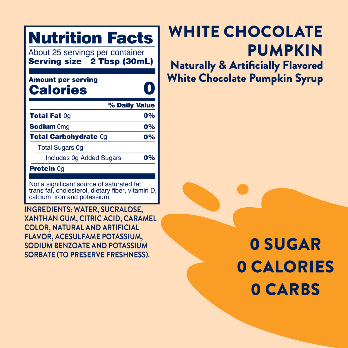 Jordan's Skinny Mixes - Sugar Free White Chocolate Pumpkin Syrup