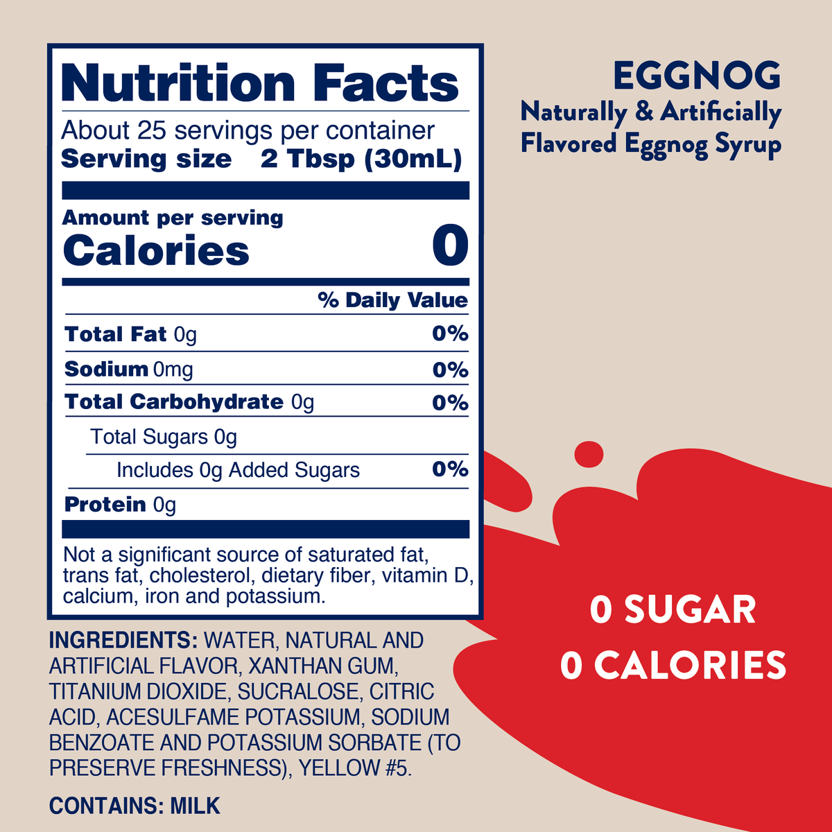 Jordan's Skinny Mixes - Sugar Free Eggnog Syrup
