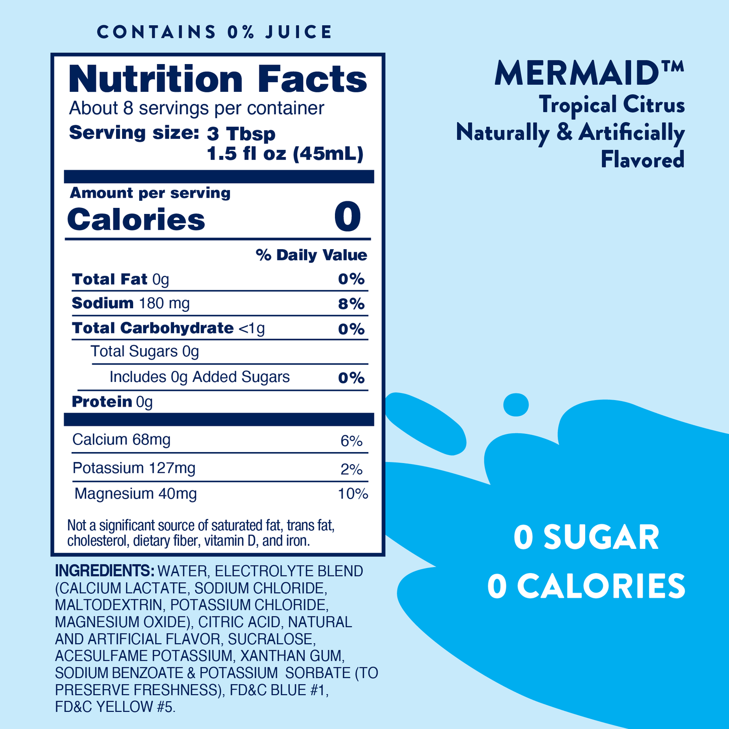 Jordan's Skinny Mixes - Sugar Free Mermaid Hydration Syrup with Electrolytes 375 ml