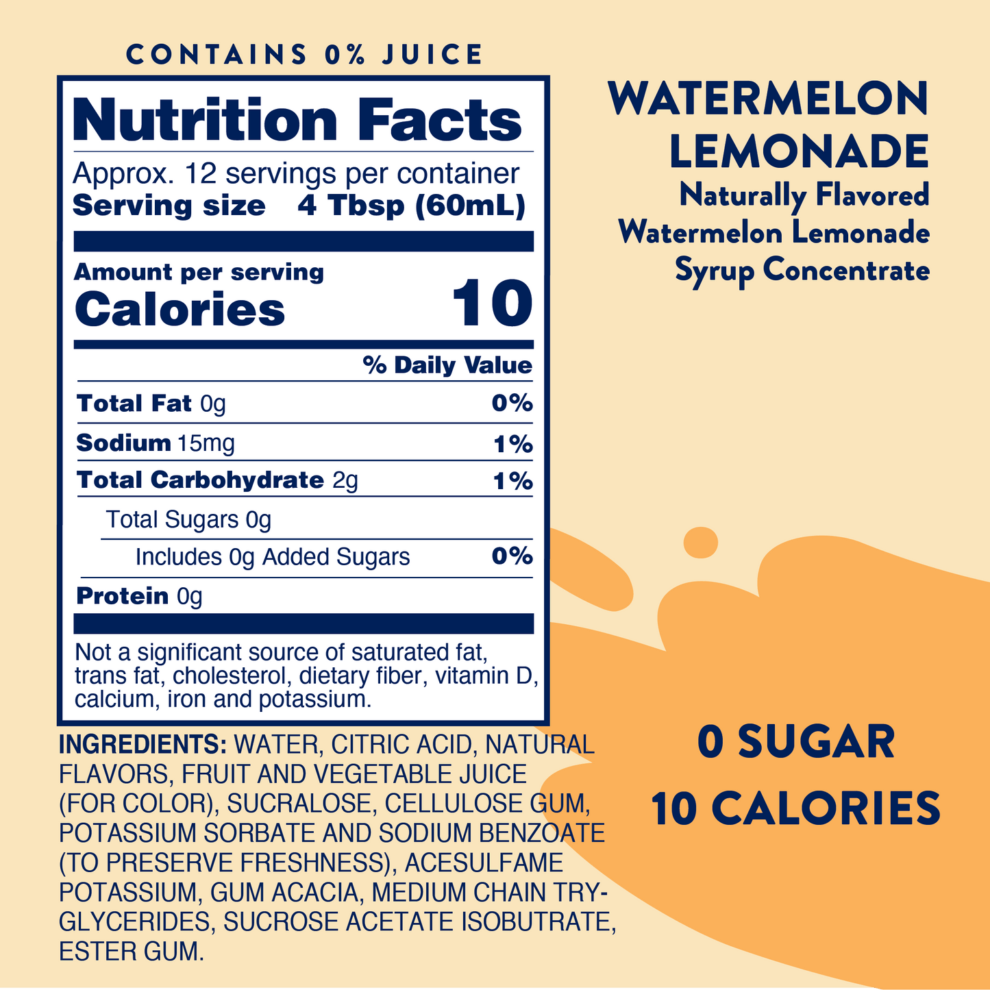 Jordan's Skinny Mixes - Sugar Free Watermelon Lemonade Syrup Concentrate