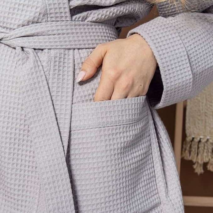 Allure Bath Fashions - Unisex Lightweight Waffle Bathrobe, Spa Dressing Gown Kimono