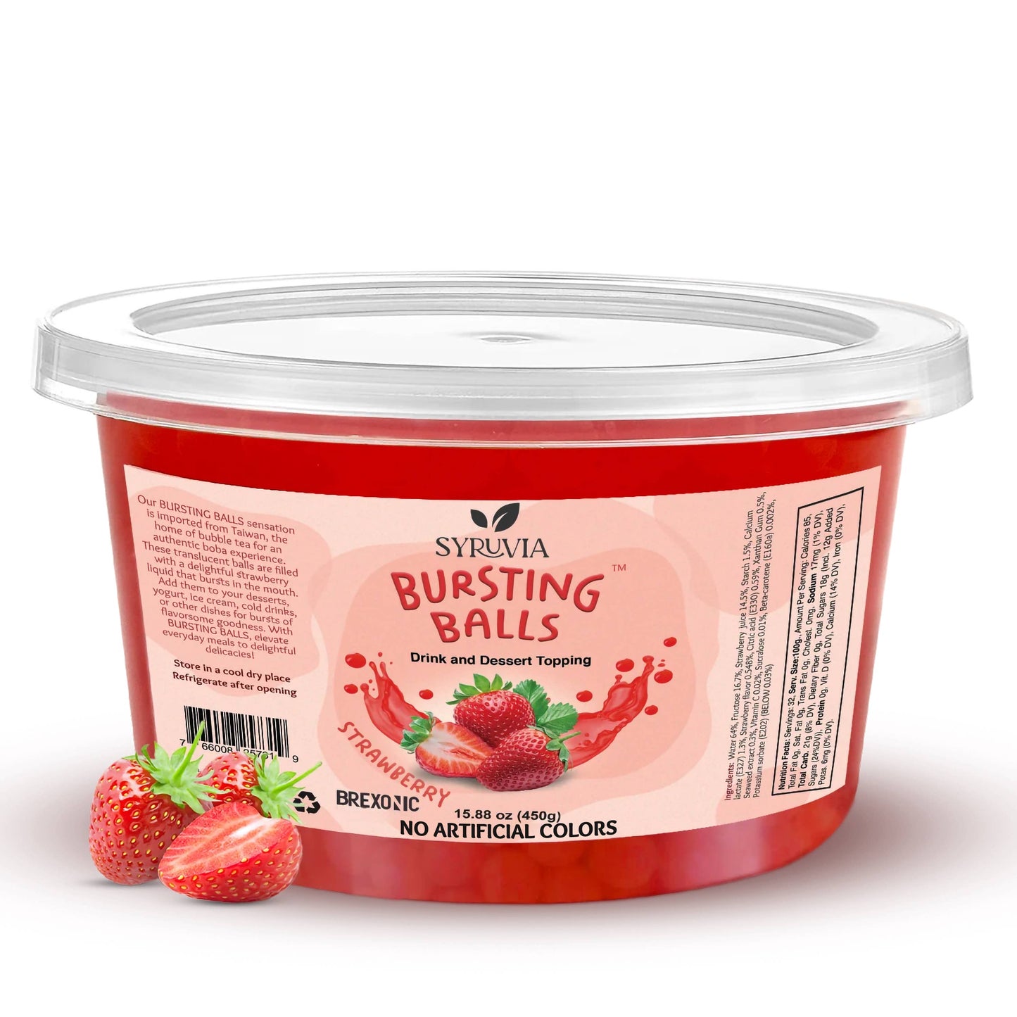 Syruvia - 1 LB Strawberry Flavored Popping Boba