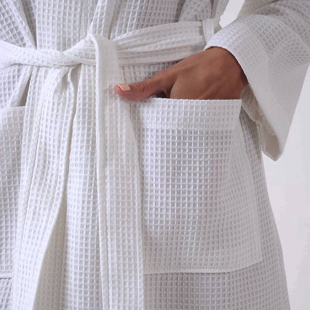 Allure Bath Fashions - Unisex Lightweight Waffle Bathrobe, Spa Dressing Gown Kimono