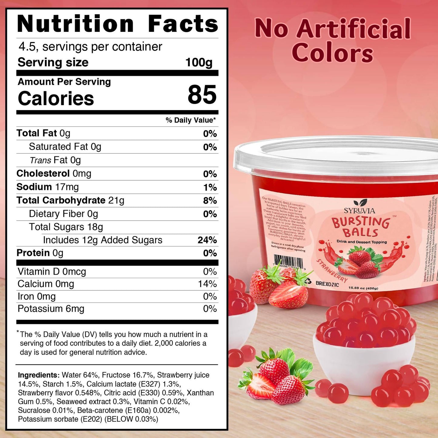 Syruvia - 1 LB Strawberry Flavored Popping Boba