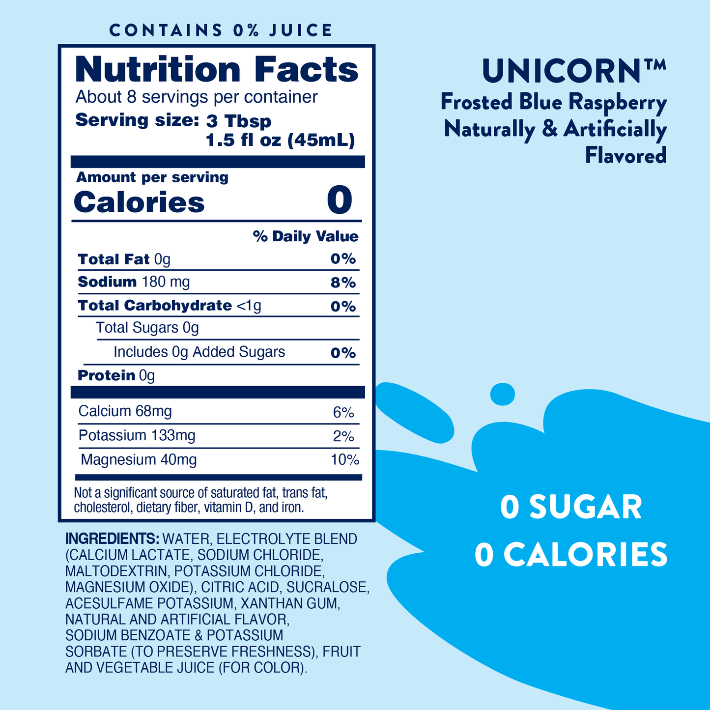 Jordan's Skinny Mixes - Sugar Free Unicorn Hydration Syrup with Electrolytes 375 ml