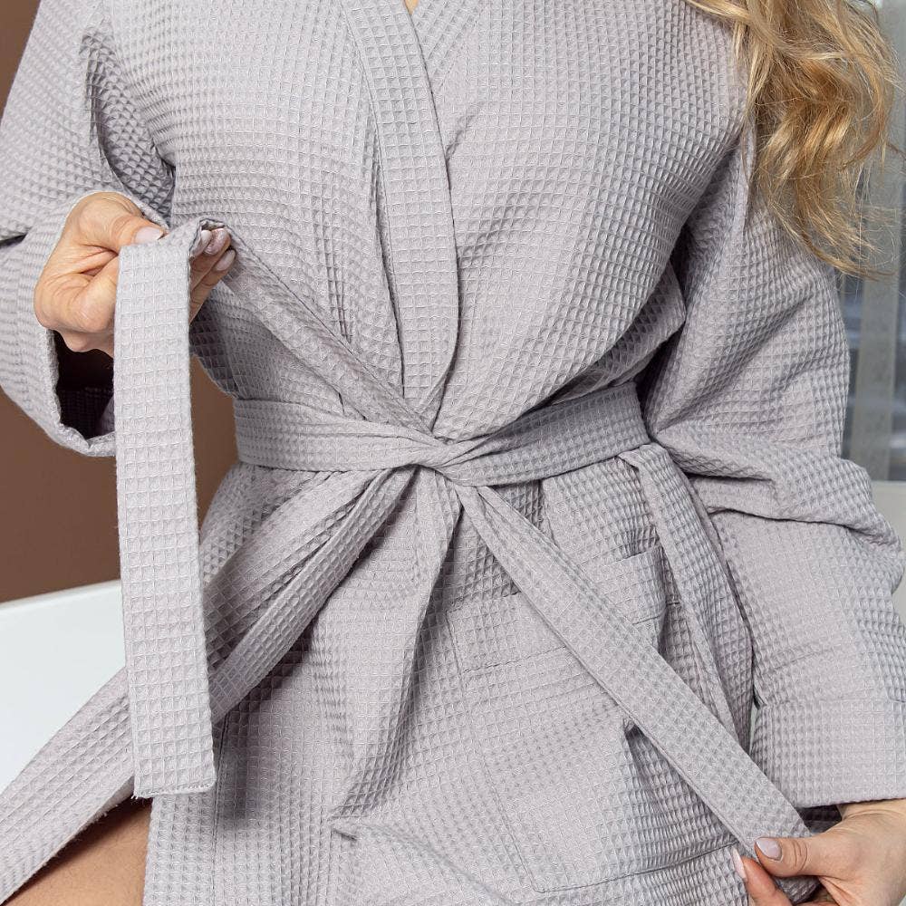Allure Bath Fashions - Unisex Lightweight Waffle Bathrobe, Spa Dressing Gown Kimono
